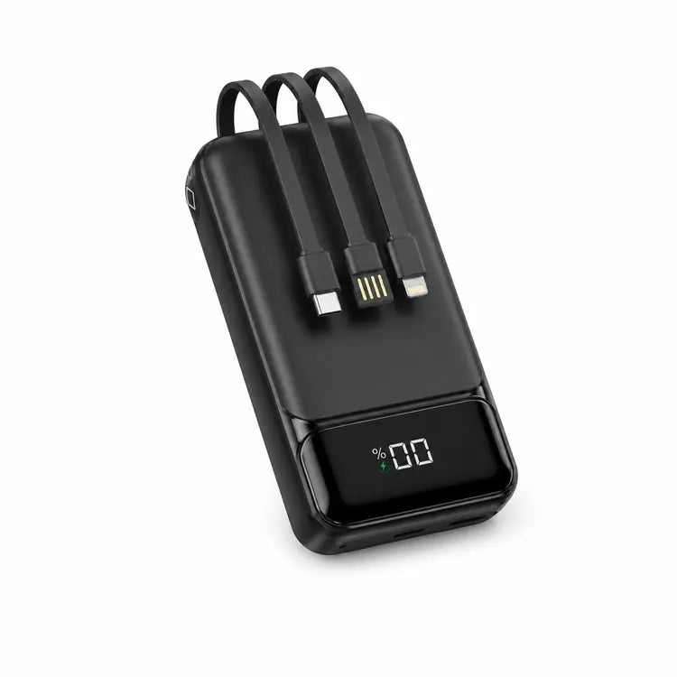 Aspor A316 20000mAh 22.5W High Speed Built In Cable Fast Charging Power Bank Black