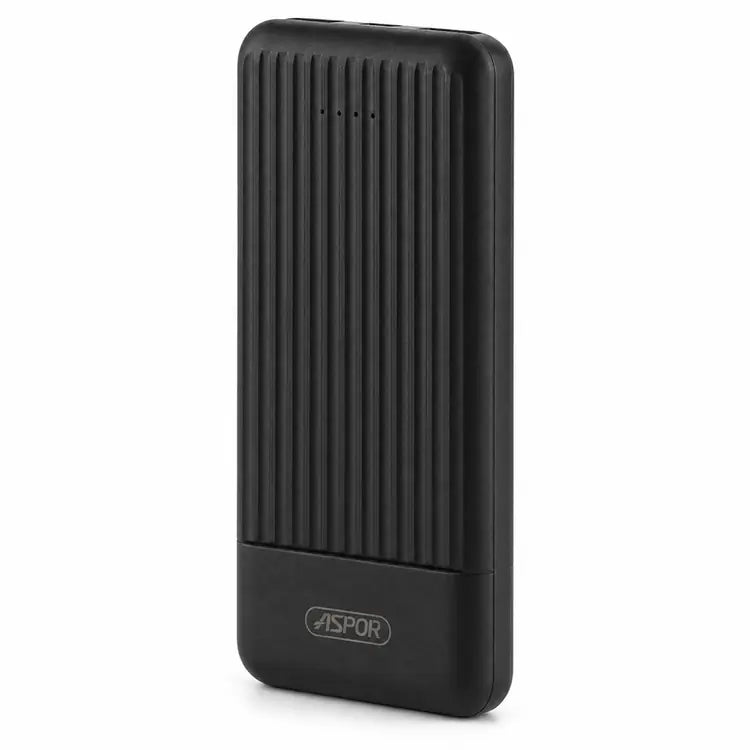 Aspor A300 Power Bank Original 10000mAh Li-polymer Battery 4 In1 Power Bank Black