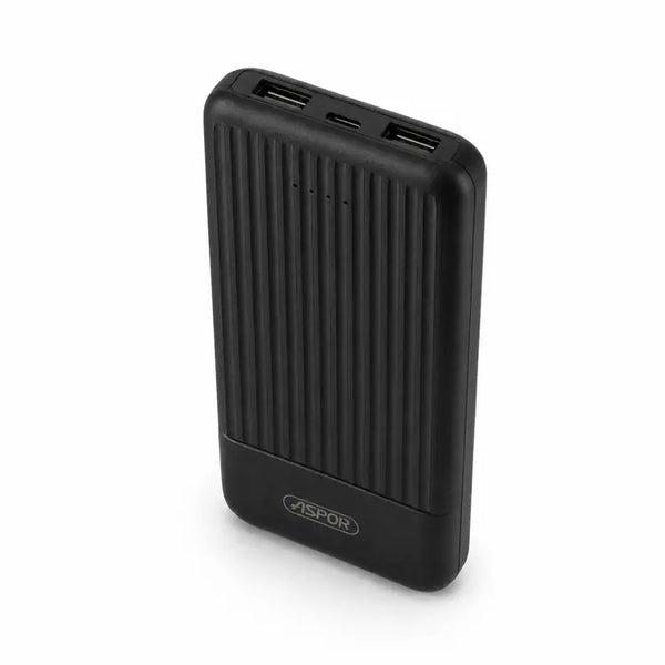 Aspor A300 Power Bank Original 10000mAh Li-polymer Battery 4 In1 Power Bank Black