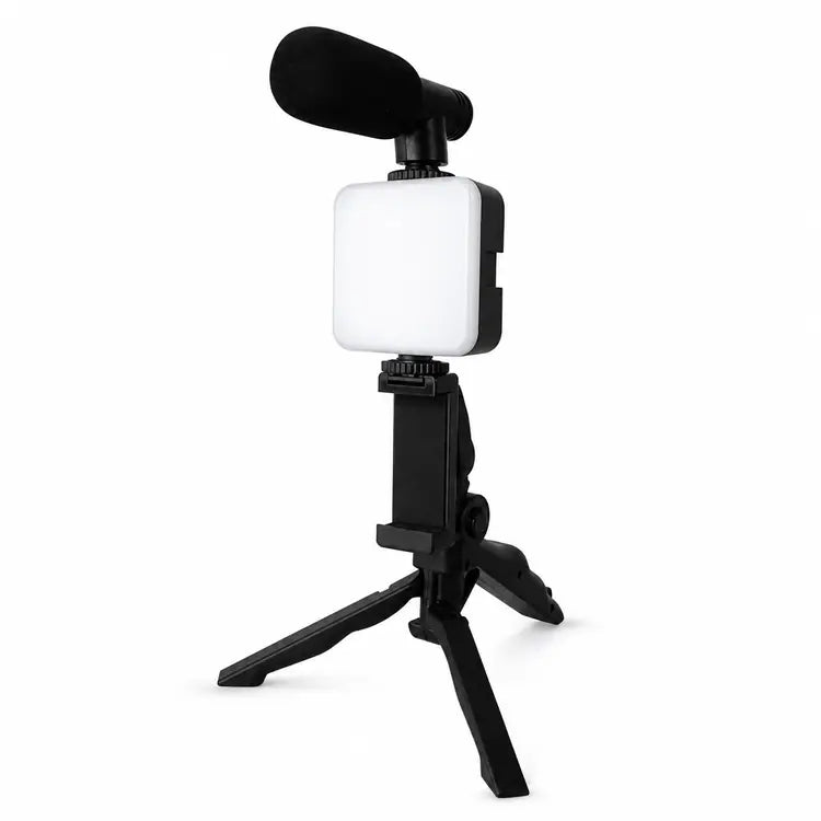 AY-49 Video-Making Vlogging Tripod Kit with Triple-Band Light