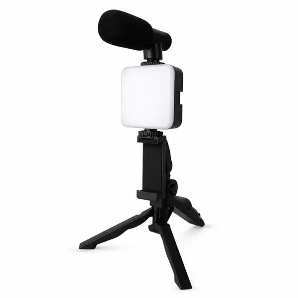 AY-49 Video-Making Vlogging Tripod Kit with Triple-Band Light