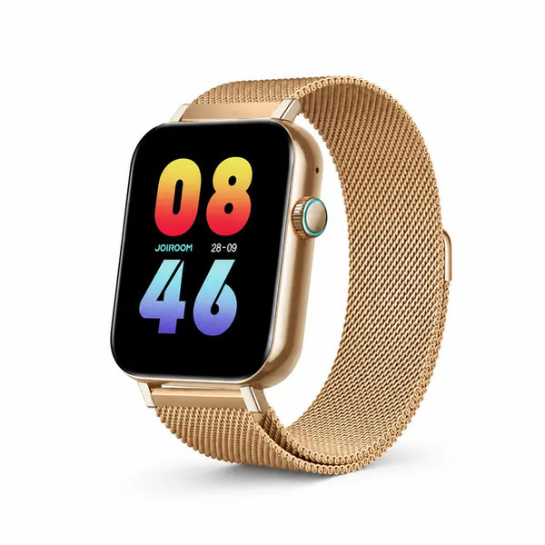 JSS-700 Pro Max Dual-Dial Calling Smartwatch with 7 Straps, Case and HryFine App Black + Gold