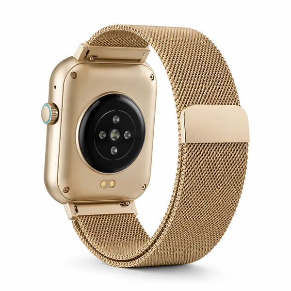 JSS-700 Pro Max Dual-Dial Calling Smartwatch with 7 Straps, Case and HryFine App Black + Gold