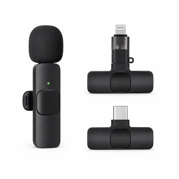 K11 2-in-1 Wireless Collar Microphone for iPhone, Android and Type-C