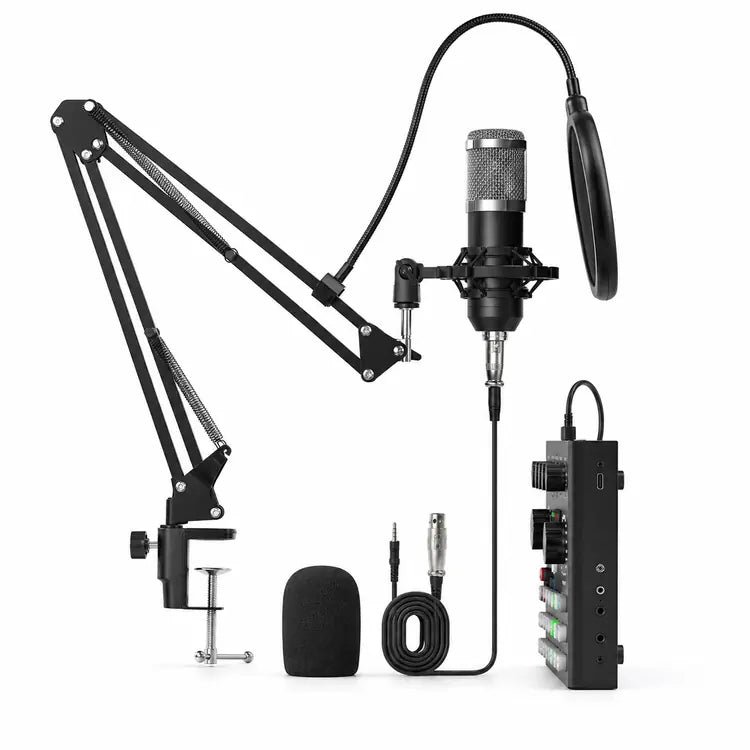 V10 BM-800 Podcast Condenser Microphone Set with Rechargeable Live Sound Card Secondary image
