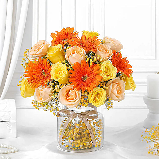 Gerbera and Rose Bloom Jar Main image