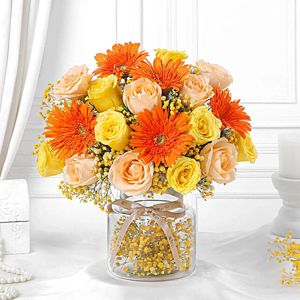 Gerbera and Rose Bloom Jar