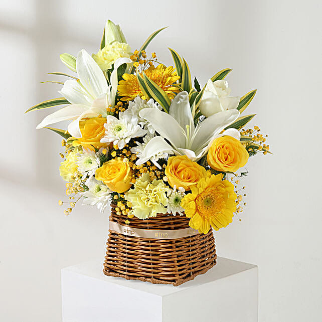 Golden Bloom Floral Basket