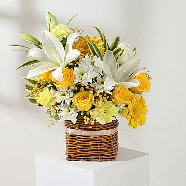 Golden Bloom Floral Basket