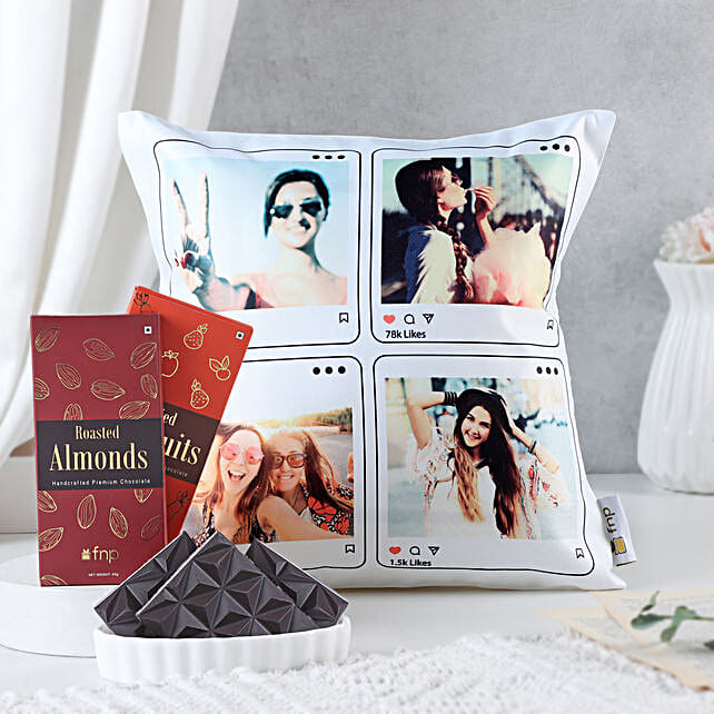 Personalised LED Cushion with Chocolate Bites Secondary image