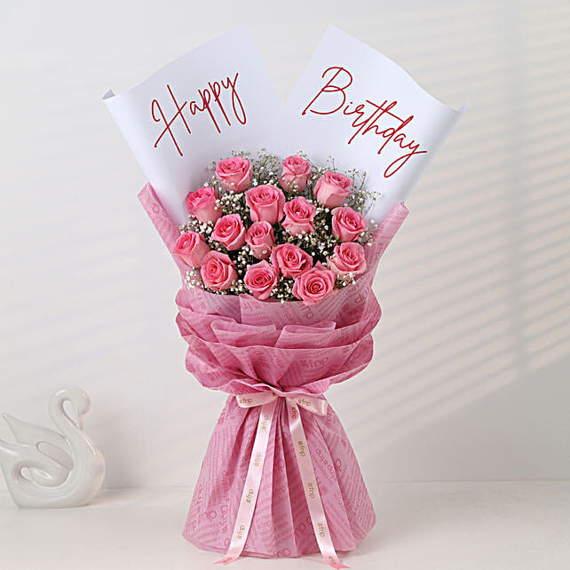 Pink Rose Birthday Bliss Bouquet