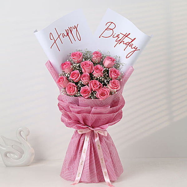 Pink Rose Birthday Bliss Bouquet