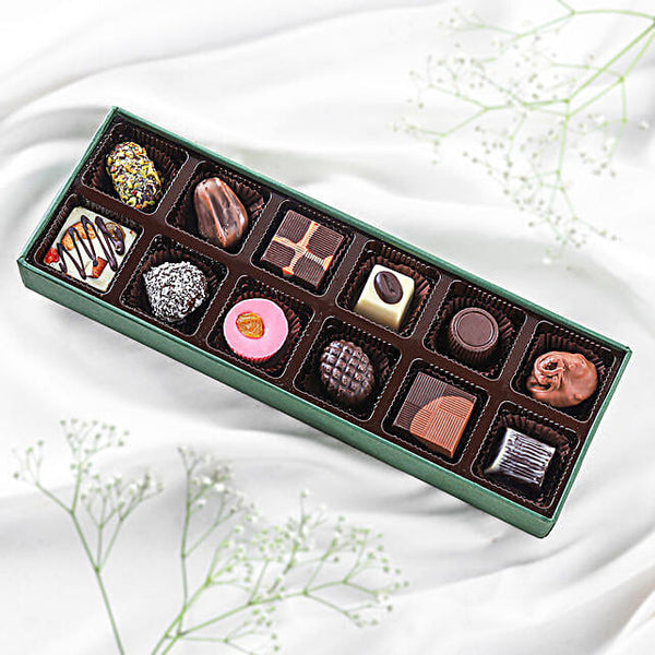 Premium Floral Box of Assorted Chocolates — 12 Pcs