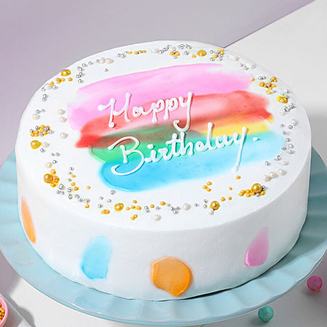 Rainbow Delight Eggless Pineapple Birthday Cake